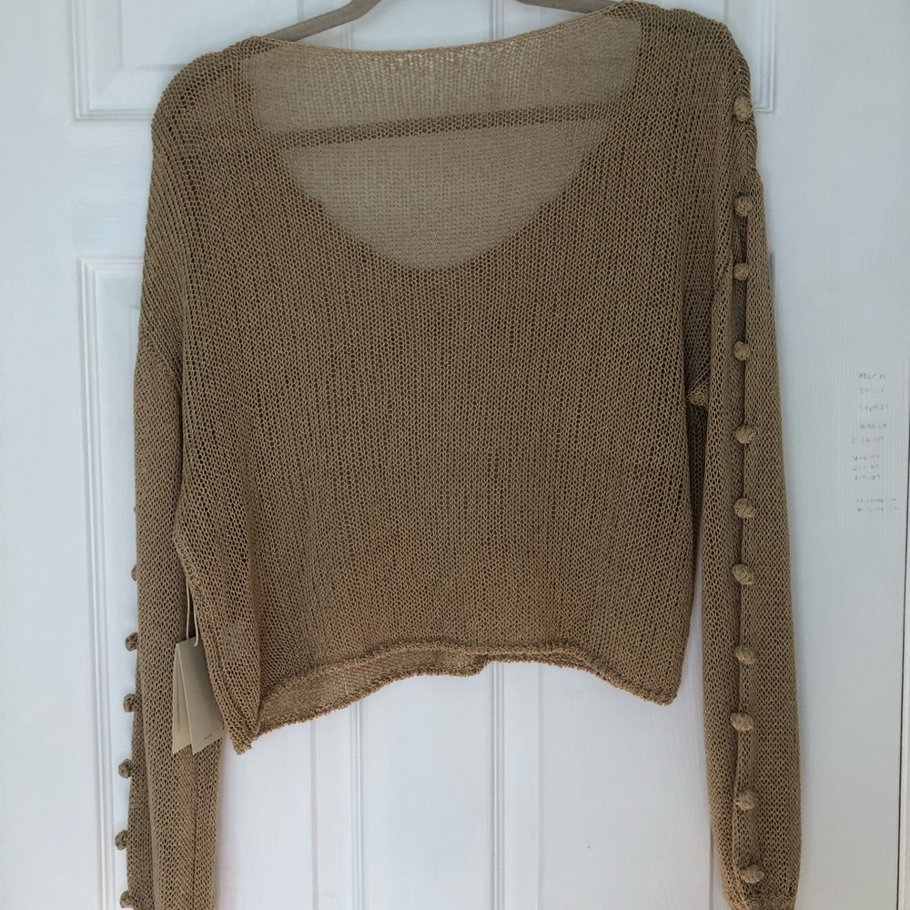 Tularosa Beachwood Sweater Mesh Open Knit Pom Pom Bauble Sweater - Picture 12 of 12